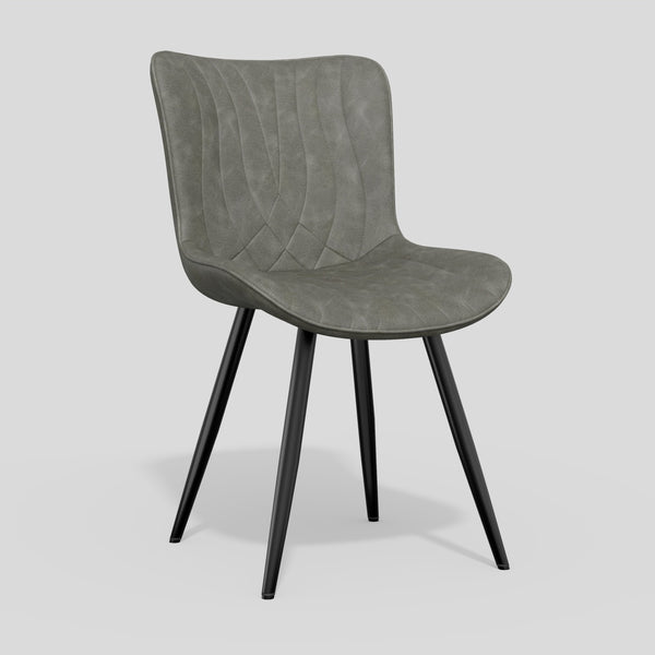 English Elm Dining Chair Set Of 2 - Modern Gray Pu Leather Armless Chairs With Sturdy Metal Legs For Comfort T3950P396567