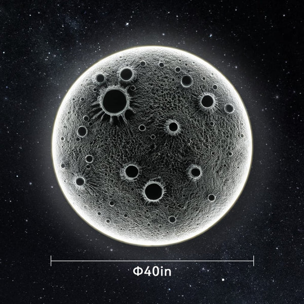 English Elm 40-inch Resin Moon Sconce Dimmable Led Wall Light with Lunar Crater Texture W2869P445606