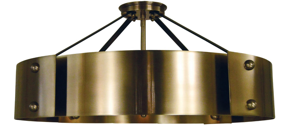 Framburg 8-light Antique Brass/Matte Black Lasalle Semi-flush Ceiling Fixture – Handcrafted Elegance For Your Home Antique Brass With Matte Black Accents Metal 5292 Ab/Mblack