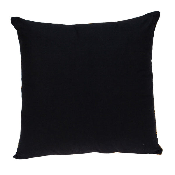 Homeroots 22" Black And Orange Floral Cotton Throw Pillow With Embroidery   529209