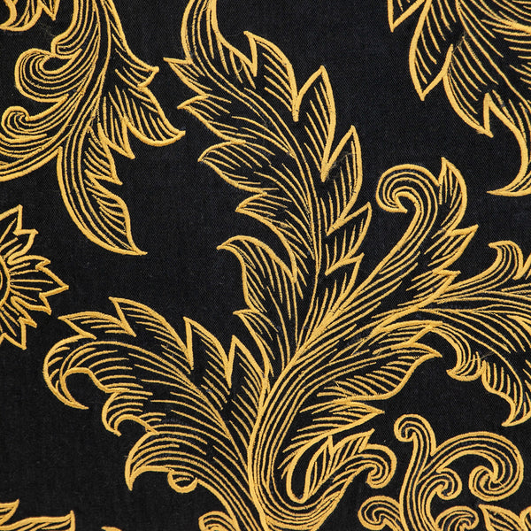 Homeroots 22" Black And Orange Floral Cotton Throw Pillow With Embroidery   529209