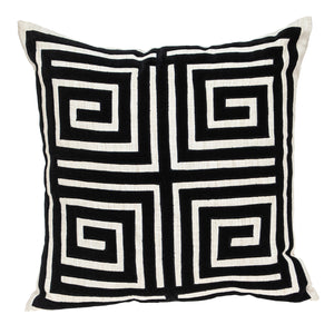 Homeroots 22" Beige And Black Geometric Polyester And Cotton Blend Throw Pillow With Applique   529210