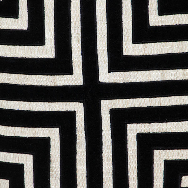 Homeroots 22" Beige And Black Geometric Polyester And Cotton Blend Throw Pillow With Applique   529210