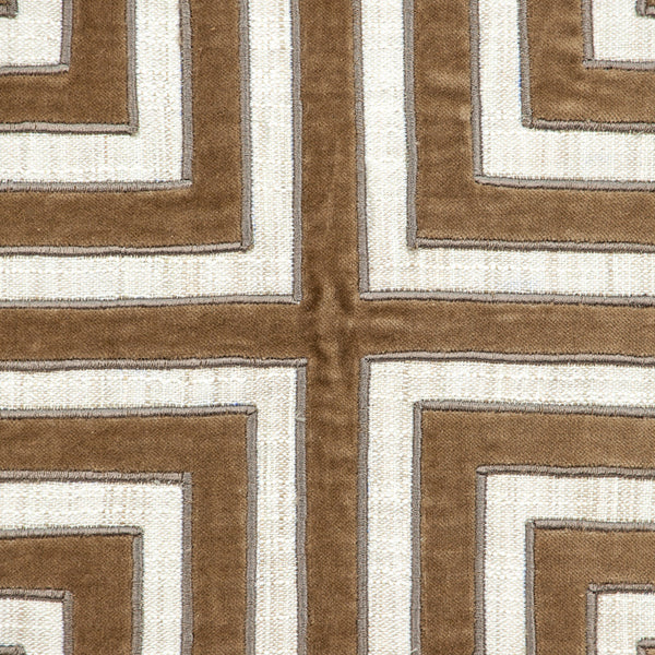 Homeroots 22" Beige And Brown Geometric Cotton Blend Throw Pillow With Applique   529211