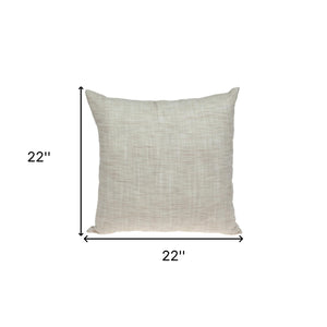 Homeroots 22" Beige And Brown Geometric Cotton Blend Throw Pillow With Applique   529211