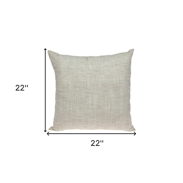 Homeroots 22" Beige And Brown Geometric Cotton Blend Throw Pillow With Applique   529211