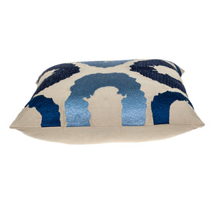 Homeroots 22" Beige And Blue Abstract Cotton Throw Pillow – Stylish Embroidered Comfort For Your Home Decor   529212