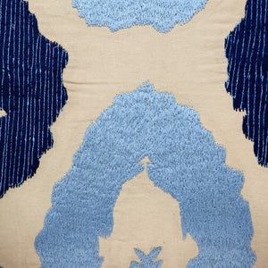 Homeroots 22" Beige And Blue Abstract Cotton Throw Pillow – Stylish Embroidered Comfort For Your Home Decor   529212