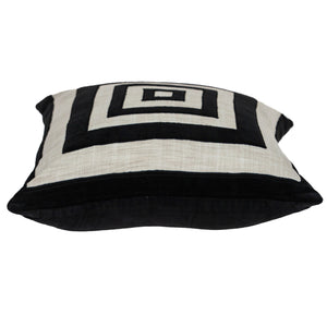 Homeroots 18" Beige And Black Geometric Throw Pillow - Soft Cotton Blend With Embroidery For Stylish Decor   529216