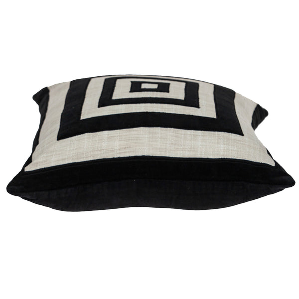 Homeroots 18" Beige And Black Geometric Throw Pillow - Soft Cotton Blend With Embroidery For Stylish Decor   529216