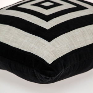 Homeroots 18" Beige And Black Geometric Throw Pillow - Soft Cotton Blend With Embroidery For Stylish Decor   529216