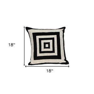 Homeroots 18" Beige And Black Geometric Throw Pillow - Soft Cotton Blend With Embroidery For Stylish Decor   529216