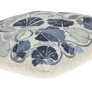 Homeroots 22" Blue And Beige Floral Cotton Throw Pillow With Embroidery   529222