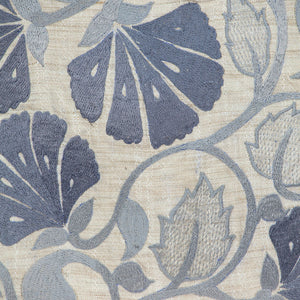 Homeroots 22" Blue And Beige Floral Cotton Throw Pillow With Embroidery   529222