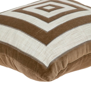 Homeroots 18" Beige And Brown Poly Cotton Blend Throw Pillow With Embroidery And Applique   529229