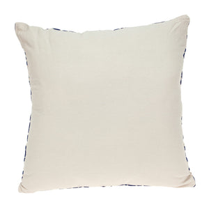 Homeroots 22" Beige And Blue Floral Cotton Throw Pillow With Embroidery   529230