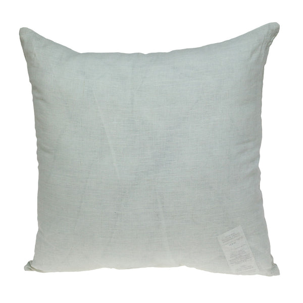 Homeroots 22" Beige And Green Damask Linen Blend Throw Pillow With Embroidery And Applique   529237