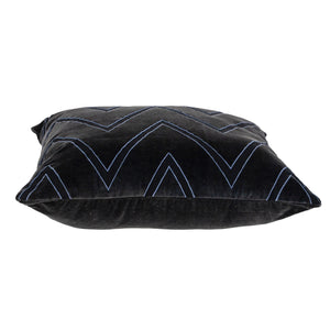 Homeroots 22" Stylish Black And Blue Cotton Throw Pillow With Embroidery, Applique, And Soft Polyfill Comfort   529238