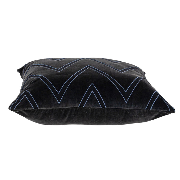 Homeroots 22" Stylish Black And Blue Cotton Throw Pillow With Embroidery, Applique, And Soft Polyfill Comfort   529238