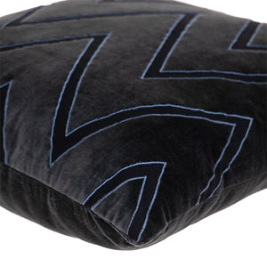 Homeroots 22" Stylish Black And Blue Cotton Throw Pillow With Embroidery, Applique, And Soft Polyfill Comfort   529238