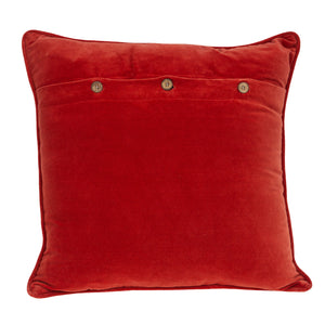 Homeroots 22" Beige And Red Zigzag Cotton Throw Pillow With Embroidery And Applique   529239