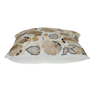 Homeroots 22" Gold And White Floral Cotton Throw Pillow - Cozy Embroidered Design For Elegant Home Décor   529243