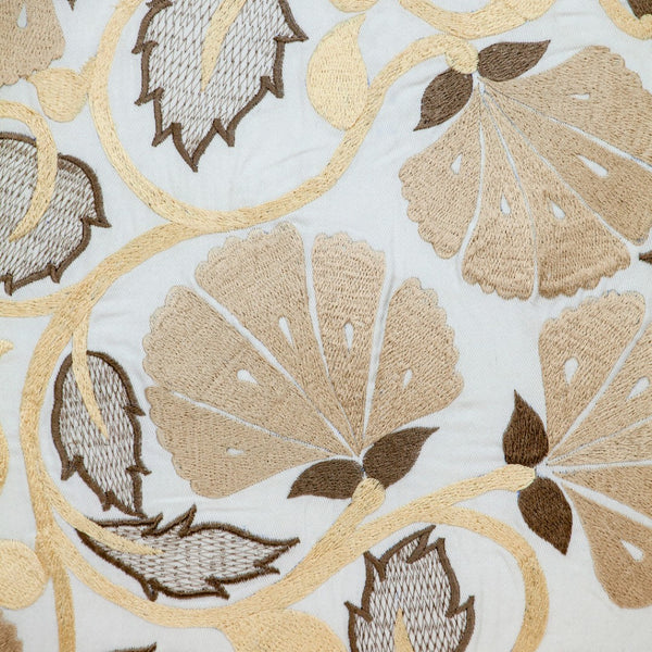 Homeroots 22" Gold And White Floral Cotton Throw Pillow - Cozy Embroidered Design For Elegant Home Décor   529243