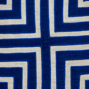 Homeroots 22" Beige And Blue Poly Cotton Blend Throw Pillow With Embroidery And Applique   529251