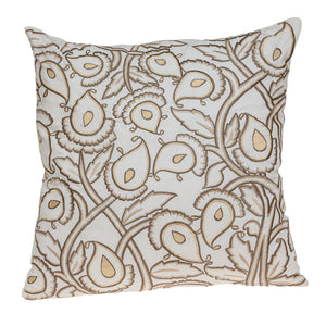 Homeroots 22" Brown And White Cotton Throw Pillow With Embroidery   529252
