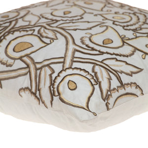 Homeroots 22" Brown And White Cotton Throw Pillow With Embroidery   529252