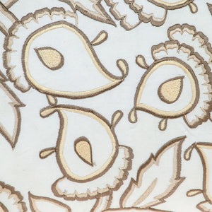 Homeroots 14" Brown And White Cotton Lumbar Throw Pillow With Embroidery - Soft, Durable, Stylish Accent Piece   529253