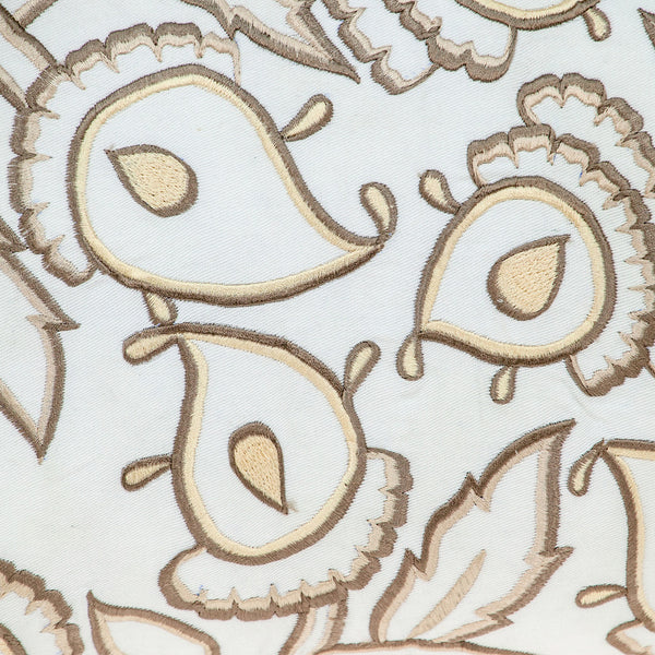 Homeroots 14" Brown And White Cotton Lumbar Throw Pillow With Embroidery - Soft, Durable, Stylish Accent Piece   529253