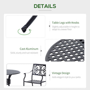 English Elm Outsunny 33" Round Bistro Table - Elegant Cast Aluminum Dining Table With Umbrella Hole For Outdoors W2225P175533-GIGA