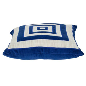 Homeroots 18" Beige And Blue Geometric Cotton Blend Throw Pillow – Stylish Embroidery, Soft Support & Durability   529262