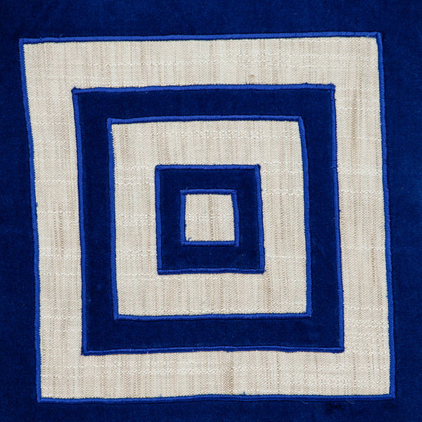 Homeroots 18" Beige And Blue Geometric Cotton Blend Throw Pillow – Stylish Embroidery, Soft Support & Durability   529262