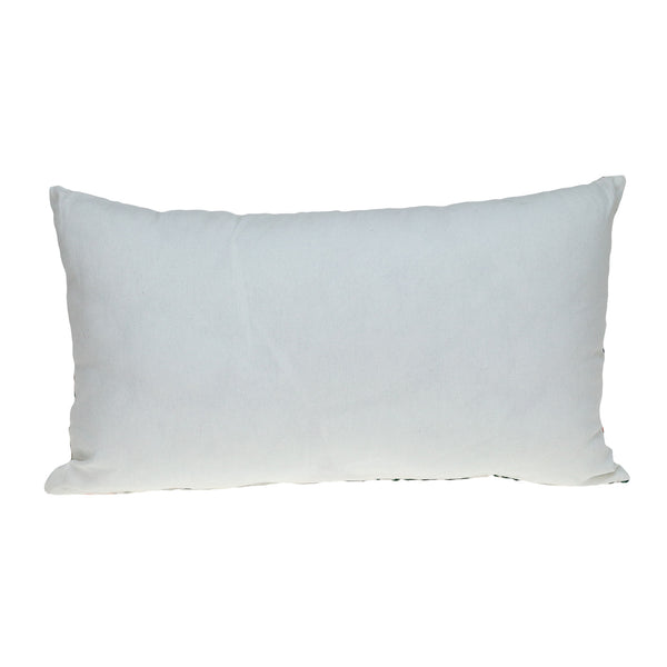 Homeroots 14" X 24" Green And White Cotton Lumbar Throw Pillow With Embroidery   529265