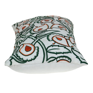 Homeroots 14" X 24" Green And White Cotton Lumbar Throw Pillow With Embroidery   529265