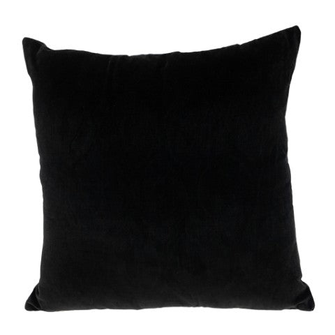 Homeroots 22" Black And Blue Ogee Cotton Throw Pillow - Cozy Embroidery & Applique For Stylish Decor   529267