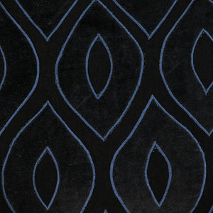 Homeroots 22" Black And Blue Ogee Cotton Throw Pillow - Cozy Embroidery & Applique For Stylish Decor   529267