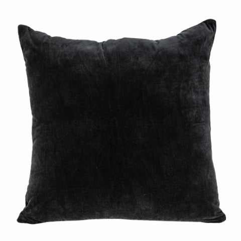 Homeroots 22" Black And Blue Floral Cotton Throw Pillow - Stylish Embroidery, Applique, And Ultimate Comfort!   529268