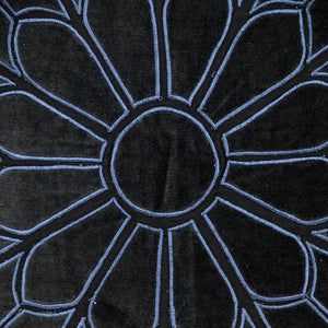 Homeroots 22" Black And Blue Floral Cotton Throw Pillow - Stylish Embroidery, Applique, And Ultimate Comfort!   529268