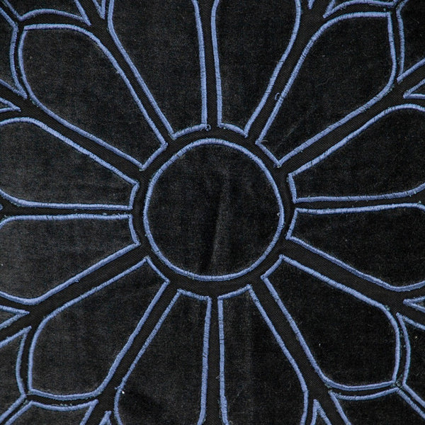 Homeroots 22" Black And Blue Floral Cotton Throw Pillow - Stylish Embroidery, Applique, And Ultimate Comfort!   529268
