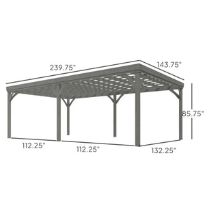 English Elm Garden Fir Wood Pergola with Open Beam Roof for Climbing Vines and Outdoor Shade T3971S00188