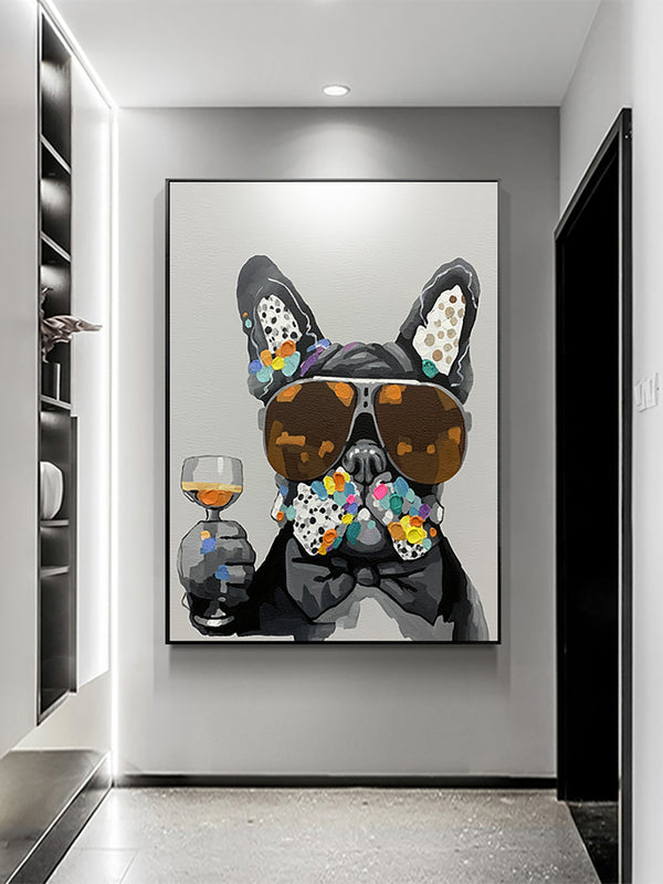 Homeroots Black And White Fabric Dog Wall Decor  Fabric 529387