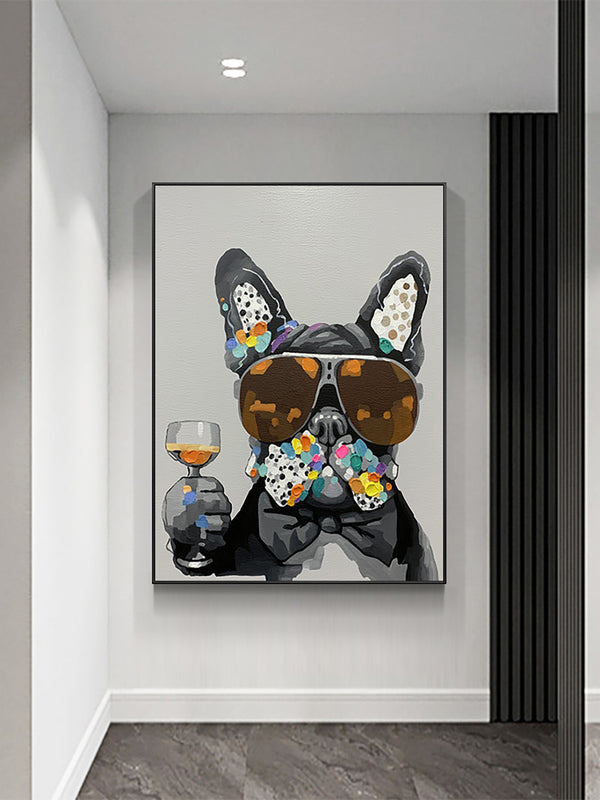 Homeroots Black And White Fabric Dog Wall Decor  Fabric 529387