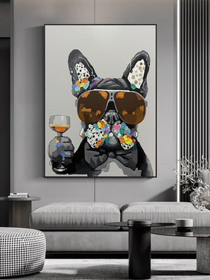 Homeroots Black And White Fabric Dog Wall Decor  Fabric 529387