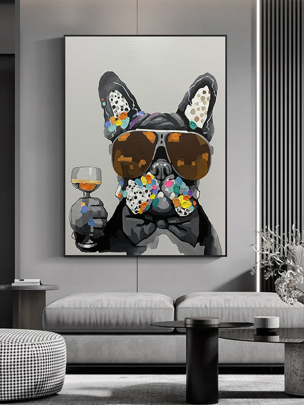 Homeroots Black And White Fabric Dog Wall Decor  Fabric 529387