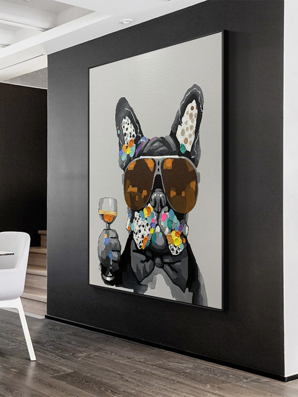 Homeroots Black And White Fabric Dog Wall Decor  Fabric 529387