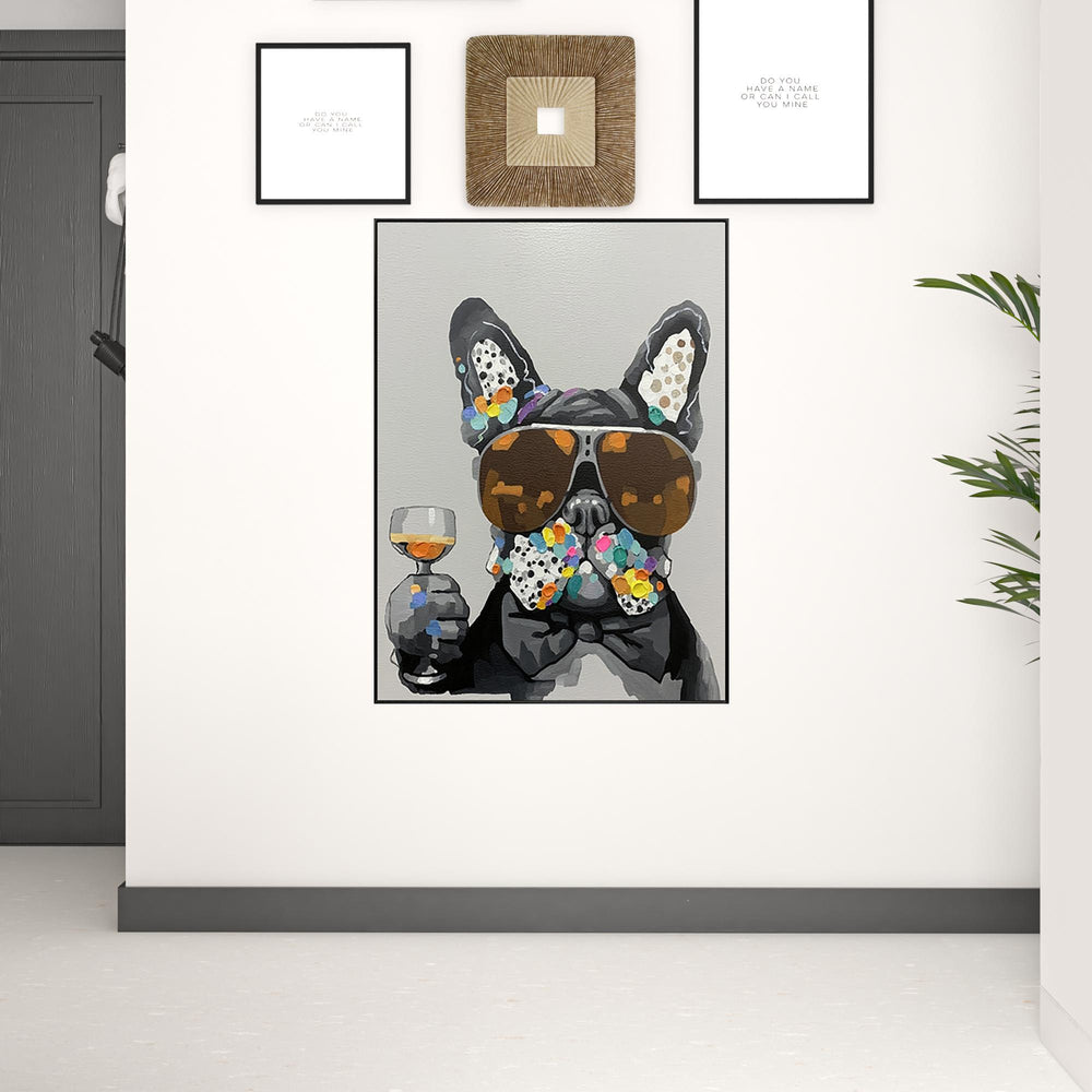 Homeroots Black And White Fabric Dog Wall Decor  Fabric 529387