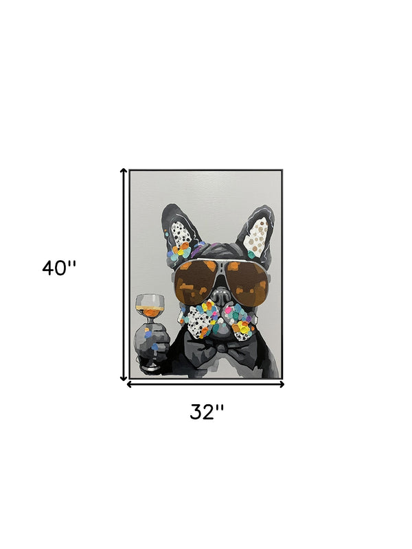 Homeroots Black And White Fabric Dog Wall Decor  Fabric 529387